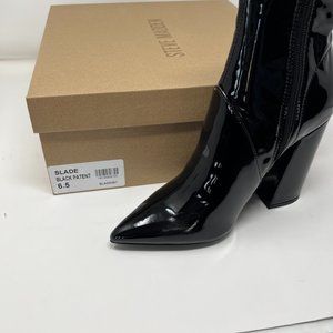 STEVE MADDEN SLADE BLACK PATENT 6.5 NIB